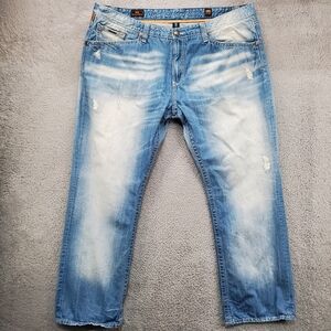 Rivet De Cru Mae Jeans Mens 48x34 Relaxed Straight Leg Distressed